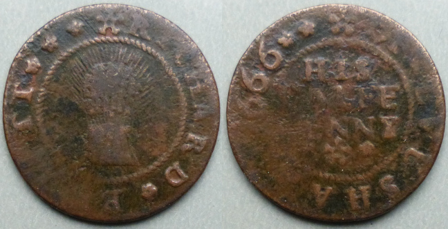 Evesham, Richard Benett 1666 halfpenny